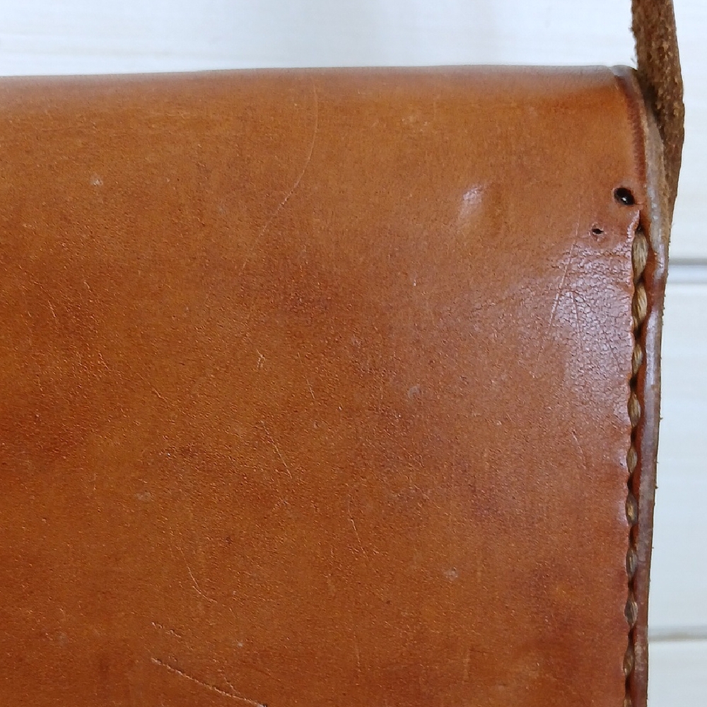 Vintage Tooled Brown Leather Crossbody Shoulder Bag Western Boho - Picture 8 of 16